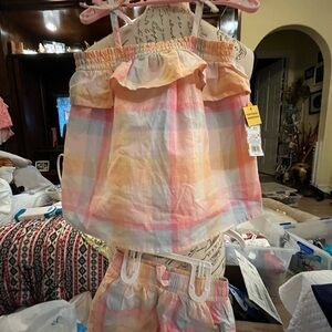 Cat & Jack Kids Matching Set - Pink and Orange Plaid